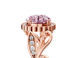 Rose gold Fancy Pink Round  Halo Diamond Ring with Vintage Split Shank and Four-Prong Setting_5