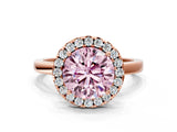 Rose gold Fancy Pink Round  Halo Diamond Solitaire with Pavé Band and Four-Prong Setting_17