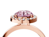 Rose gold Fancy Pink Round  Halo Diamond Solitaire with Pavé Band and Four-Prong Setting_21