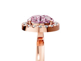 Rose gold Fancy Pink Round  Halo Diamond Solitaire with Pavé Band and Four-Prong Setting_22