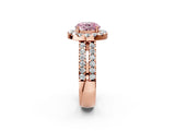 Rose gold Fancy Pink Round  Halo Diamond Split Shank Engagement Ring with Prong Setting_89