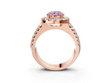 Rose gold Fancy Pink Round  Halo Diamond Split Shank Engagement Ring with Prong Setting_90