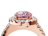 Rose gold Fancy Pink Round  Halo Diamond Split Shank Engagement Ring with Prong Setting_91