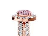 Rose gold Fancy Pink Round  Halo Diamond Split Shank Engagement Ring with Prong Setting_92