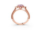 Rose gold Fancy Pink Round  Halo Milgrain Pave Diamond Ring with Four-Prong Setting 5