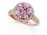 Rose gold Fancy Pink Round  Halo Pavé Diamond Engagement Ring with Four-Prong Setting_27