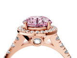 Rose gold Fancy Pink Round  Halo Pavé Diamond Engagement Ring with Four-Prong Setting_30