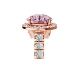 Rose gold Fancy Pink Round  Halo Pavé Diamond Engagement Ring with Four-Prong Setting_31