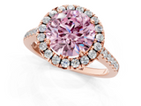 Rose gold Fancy Pink Round  Halo Pavé Diamond Engagement Ring with Four-Prong Setting_4