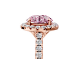 Rose gold Fancy Pink Round  Halo Pavé Diamond Engagement Ring with Four-Prong Setting_8