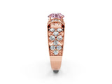 Rose gold Fancy Pink Round  Halo Pave Diamond Engagement Ring with Milgrain Detailing_52