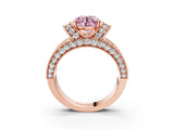 Rose gold Fancy Pink Round  Halo Pave Diamond Engagement Ring with Milgrain Detailing_53