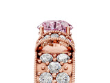 Rose gold Fancy Pink Round  Halo Pave Diamond Engagement Ring with Milgrain Detailing_55