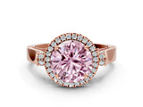 Rose gold Fancy Pink Round  Halo Pave Split Shank Prong Setting Ring_26