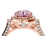 Rose gold Fancy Pink Round  Halo Pave Split Shank Prong Setting Ring_30