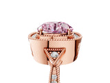 Rose gold Fancy Pink Round  Halo Round Diamond Milgrain Pave Engagement Ring_8
