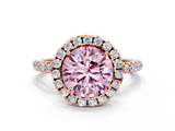 Rose gold Fancy Pink Round  Halo Round Diamond Pavé Band Four-Prong Ring_3