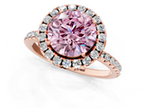 Rose gold Fancy Pink Round  Halo Round Diamond Pavé Band Four-Prong Ring_4