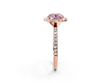 Rose gold Fancy Pink Round  Halo Round Diamond Pavé Band Four-Prong Ring_5