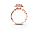 Rose gold Fancy Pink Round  Halo Round Diamond Pavé Band Four-Prong Ring_6