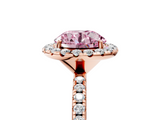 Rose gold Fancy Pink Round  Halo Round Diamond Pavé Band Four-Prong Ring_8