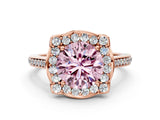 Rose gold Fancy Pink Round  Halo Round Diamond Pave Band with Four-Prong Setting_38