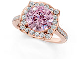 Rose gold Fancy Pink Round  Halo Round Diamond Pave Band with Four-Prong Setting_39