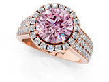 Rose gold Fancy Pink Round  Halo Round Diamond Pave Band with Prong Setting 1