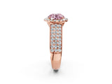 Rose gold Fancy Pink Round  Halo Round Diamond Pave Band with Prong Setting 2