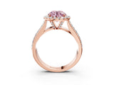Rose gold Fancy Pink Round  Halo Round Diamond Pave Band with Prong Setting 3