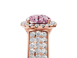 Rose gold Fancy Pink Round  Halo Round Diamond Pave Band with Prong Setting 5