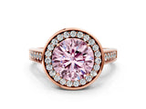Rose gold Fancy Pink Round  Halo Solitaire Diamond Ring with Pave Band and Bezel Setting_30