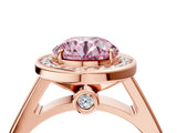 Rose gold Fancy Pink Round  Halo Solitaire Diamond Ring with Pave Band and Bezel Setting_34