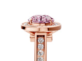 Rose gold Fancy Pink Round  Halo Solitaire Diamond Ring with Pave Band and Bezel Setting_35