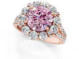 Rose gold Fancy Pink Round  Halo Split Shank Diamond Engagement Ring with Pave Band and Four-Prong Setting_1