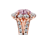 Rose gold Fancy Pink Round  Halo Split Shank Diamond Engagement Ring with Pave Band and Four-Prong Setting_5