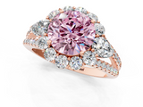 Rose gold Fancy Pink Round  Halo Split Shank Diamond Engagement Ring with Prong Setting_1
