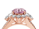 Rose gold Fancy Pink Round  Halo Split Shank Diamond Engagement Ring with Prong Setting_4
