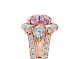 Rose gold Fancy Pink Round  Halo Split Shank Diamond Engagement Ring with Prong Setting_5