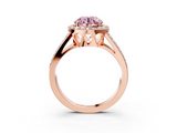 Rose gold Fancy Pink Round  Halo Split Shank Diamond Ring with Four-Prong Setting_3