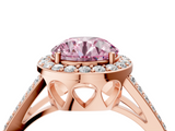 Rose gold Fancy Pink Round  Halo Split Shank Diamond Ring with Four-Prong Setting_4