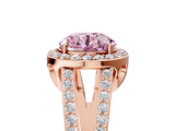 Rose gold Fancy Pink Round  Halo Split Shank Diamond Ring with Four-Prong Setting_5