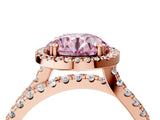 Rose gold Fancy Pink Round  Halo Split Shank Diamond Ring with Pavé Setting_30