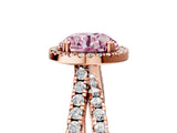 Rose gold Fancy Pink Round  Halo Split Shank Diamond Ring with Pavé Setting_31
