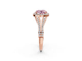 Rose gold Fancy Pink Round  Halo Split Shank Pave Diamond Ring with Four-Prong Setting_36