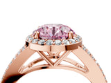 Rose gold Fancy Pink Round  Halo Split Shank Pave Diamond Ring with Four-Prong Setting_38