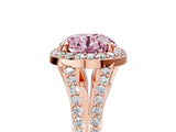 Rose gold Fancy Pink Round  Halo Split Shank Pave Diamond Ring with Four-Prong Setting_39