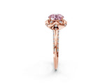Rose gold Fancy Pink Round  Halo Split Shank Pave Diamond Ring with Petal Prong Setting_22
