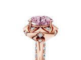 Rose gold Fancy Pink Round  Halo Split Shank Pave Diamond Ring with Petal Prong Setting_25