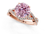 Rose gold Fancy Pink Round  Halo Twist Band Solitaire Prong Setting Ring_1